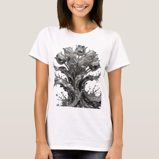 Mooie zilveren ABSTRACTE KUNST Statement T-shirt (Voorkant)