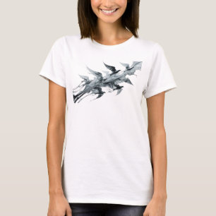 Mooie zilveren abstracte vogels draagbare kunst t-shirt