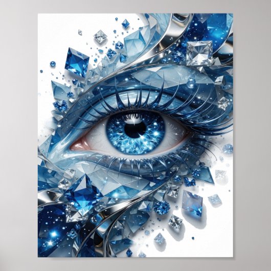 Mooie Zilveren BLAUWE IJSOOG Statement Design Poster (Voorkant)