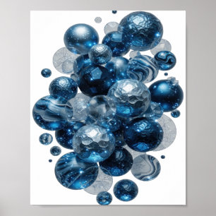 Mooie Zilveren BLAUWE STERREN Poster