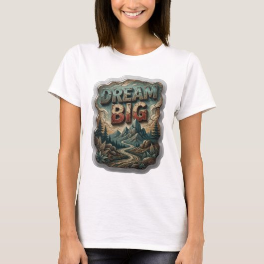Mooie Zilveren DROOM GROOT Statement T-shirt (Voorkant)
