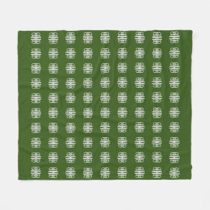 Mooie zilveren en bosgroene kleur fleece deken