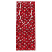 Mooie zilveren en witte sneeuwvlokken wijn cadeautas (Achterkant)