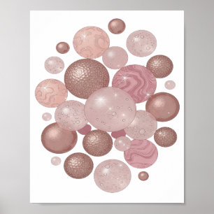 Mooie Zilveren GLINSTERENDE BELLEN Modern Design Poster