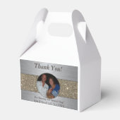 Mooie zilveren & gouden bruiloft foto schitteren bedankdoosjes (Voorkant Zijde)