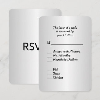 Mooie zilveren gradiënt glans RSVP met menu