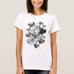 Mooie zilveren HARTEN EN STERREN Shirt Ontwerp