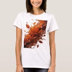 Mooie zilveren HERFSTBLADEREN IN CHOCOLADE SPATTEN T-shirt