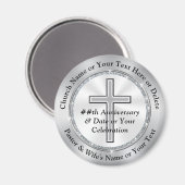 Mooie Zilveren Kruis Kerk Feest Gunsten, Kerk Magneet (Voorkant / Achterkant)