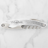 Mooie zilveren marmeren monogram Ombre Glitter Kurkentrekker (Voorkant)