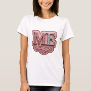 Mooie Zilveren ME EST 1995 Artistieke Motief T-shirt