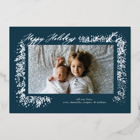 Mooie Zilveren Nostalgische Sieraden Slag Kerstfee Folie Feestdagenkaart (Voorkant)