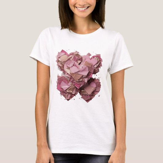 Mooie Zilveren ONTBROKEN HART Slogan Design T-shirt (Voorkant)