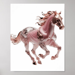 Mooie Zilveren ROSE GOLD GLAS PAARD Tekst Ontwerp Poster