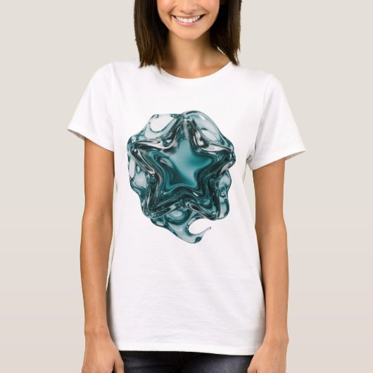 Mooie Zilveren STER BAL Tekst Design T-shirt (Voorkant)