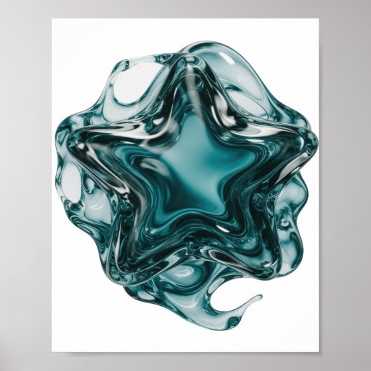 Mooie Zilveren STER BAL Tekst Ontwerp Poster (Voorkant)