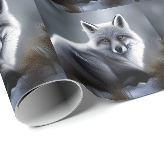 Mooie zilveren vos cadeaupapier (Rol Hoek)