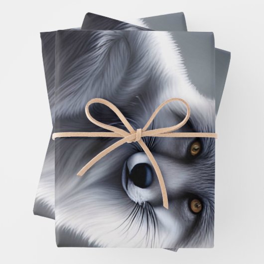 Mooie zilveren vos inpakpapier vel (In situ)