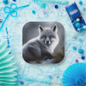 Mooie zilveren vos papieren bordje (Feest)