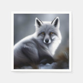 Mooie zilveren vos servet (Voorkant)