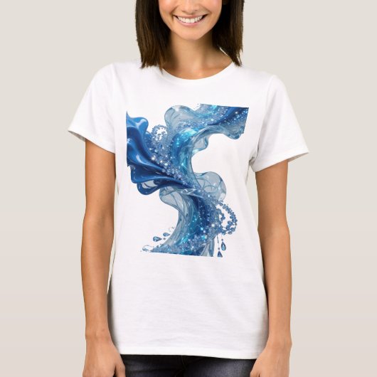 Mooie zilveren WATER'S WAVE Citatenshirt T-shirt (Voorkant)