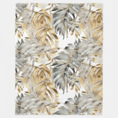 Mooie zilvergouden palmbladeren fleece deken (Voorkant)