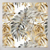 Mooie zilvergouden palmbladeren poster (Voorkant)