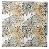 Mooie zilvergouden palmbladeren tegeltje (Voorkant)