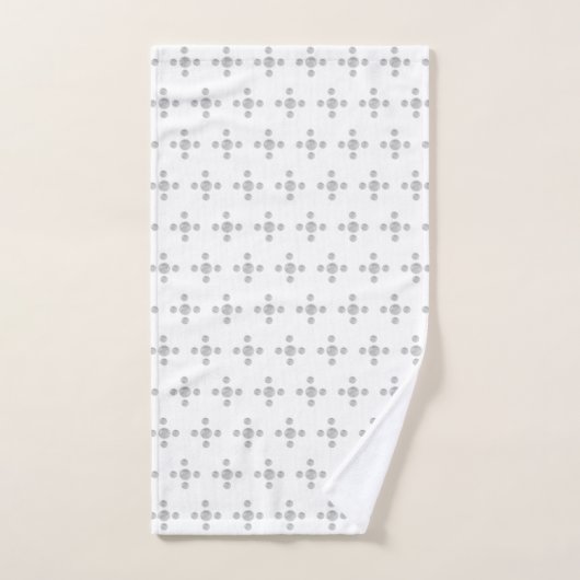 Mooie zilvergrijze stippen op witte badhanddoekset bad handdoek (Handdoek)