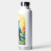 Mooie zingende blauwe vogel waterfles (Links)
