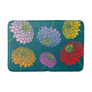Mooie Zinnia bloem aangepaste kleur badmat