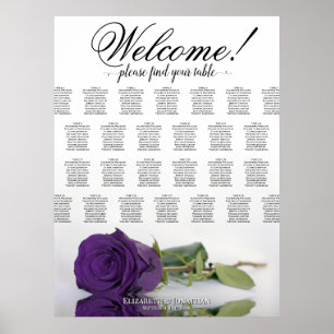 Mooie zitplaatskaart tafel 30 Royal paarse roos Poster