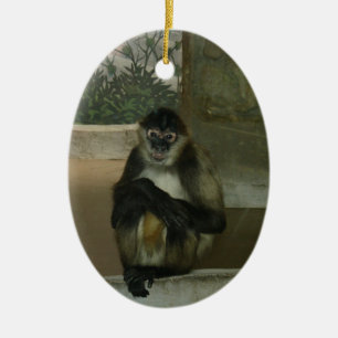 Mooie zittende aap keramisch ornament