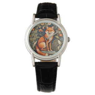 Mooie zittende rode vos William Morris geïnspireer Horloge