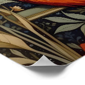 Mooie zittende rode vos William Morris geïnspireer Poster (Hoek)