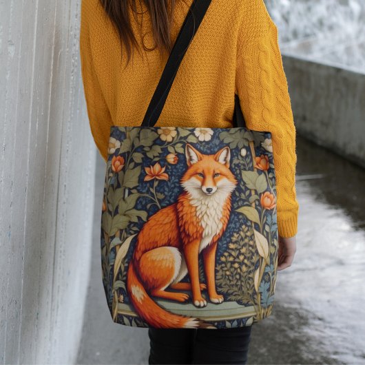 Mooie zittende rode vos William Morris geïnspireer Tote Bag