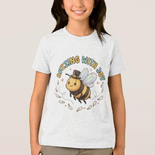 Mooie Zoemende Bij Met Vrolijkheid T-Shirt Voor Ki