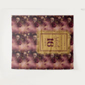 Mooie zoete 16 Blush Bourgondië gouden achtergrond Wandkleed (Voorkant (horizontaal))