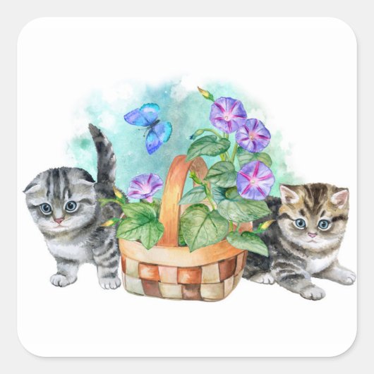 Mooie Zoete kittens Vierkante Sticker (Voorkant)