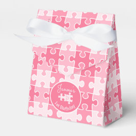 Mooie zoete tint van roze puzzelstukjes bedankdoosjes