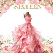 Mooie zoete zestien achtergrond gouden ballonnen wandkleed