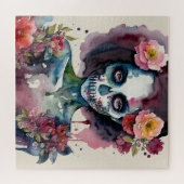 Mooie zombie bloemenkunst Waterverf Legpuzzel (Horizontaal)