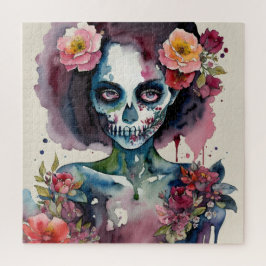Mooie zombie bloemenkunst Waterverf Legpuzzel