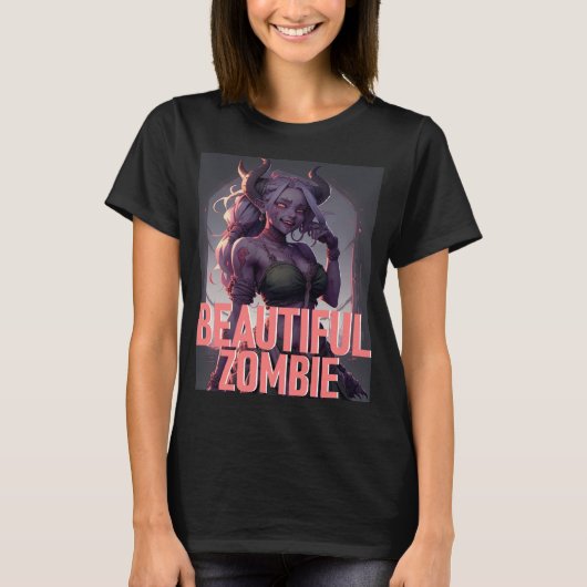 Mooie Zombie Halloween T-shirt (Voorkant)