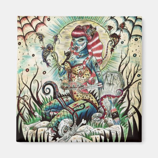 Mooie Zombie pin-up meisje magneet. Magneet (Voorkant)