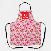 Mooie zomer aardbeien monogram schort (Voorkant)