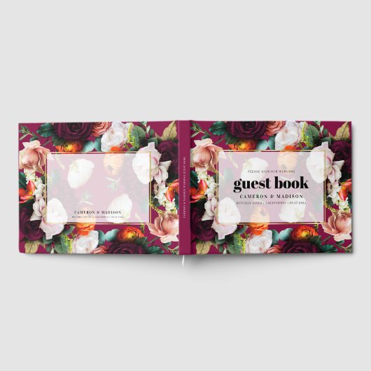 Mooie zomer bloemen bruiloft gastenboek (Volledig)
