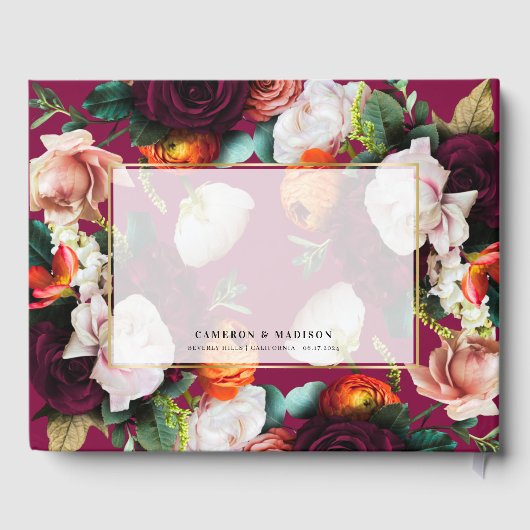 Mooie zomer bloemen bruiloft gastenboek (Achterkant)