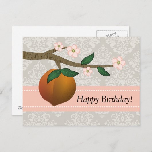 Mooie zomer Georgia perzik en bloemig ontwerp Briefkaart (Voorkant / Achterkant)