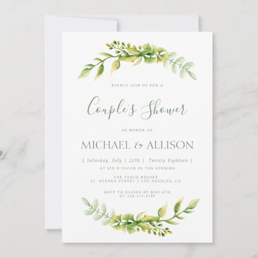 Mooie zomer groene couples douche uitnodiging (Voorkant)